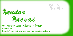 nandor macsai business card