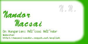 nandor macsai business card